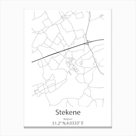 Stekene,Belgium Minimalist Map Canvas Print