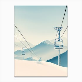Off The Wire Zen Ski Lift Mountains Calm Pink Abstract Off Centre Canvas Print