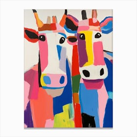 Colourful Kids Animal Art Cow 2 Canvas Print