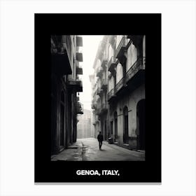 Poster Of Genoa, Italy,, Mediterranean Black And White Photography Analogue 4 Canvas Print