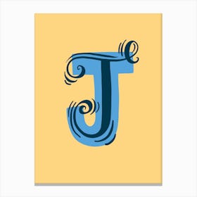 Letter J Typographic Canvas Print
