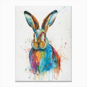 Arctic Hare Colourful Watercolour 3 Canvas Print