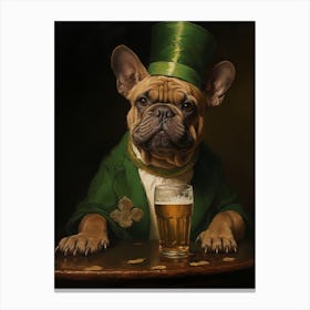 Kbgtron Bulldog Wearing Patrick Day Hat And Holding A Beer 1400 67842867 B270 47d4 A110 140361873b63 Canvas Print