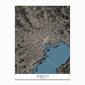 Tokyo Black Blue Canvas Print