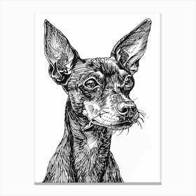 Pinscher Dog Line Sketch 1 Canvas Print