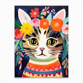 Pixiebob Cat With A Flower Crown Painting Matisse Style 1 Canvas Print