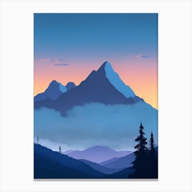 Misty Mountains Vertical Composition In Blue Tone 1 Canvas Print