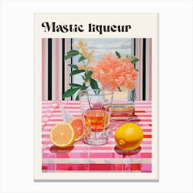 Mastic Liqueur 3 Retro Cocktail Poster Canvas Print