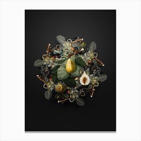 Vintage Common Fig Fruit Wreath on Wrought Iron Black n.1439 Canvas Print