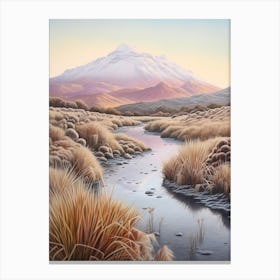 Dreamy Winter Painting Tongariro National Park New Zealand 3 Canvas Print