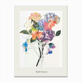 Hydrangea 1 Collage Flower Bouquet Poster Canvas Print