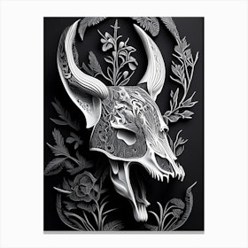 Animal Skull Linocut Canvas Print