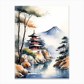 Japanese Landscape Watercolor Painting (57) 1 Canvas Print