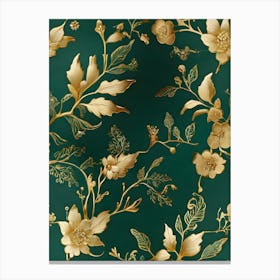 Gold Floral Wallpaper Canvas Print