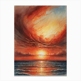 Sunset Over The Ocean 1 Canvas Print