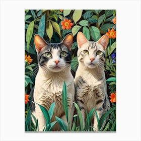 Two Cats In The Garden Canvas Print