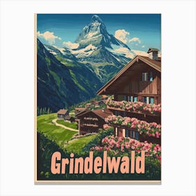 Aihrgdesign A Retro Travel Poster For Grindelwald 2 Canvas Print