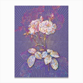 Geometric Damask Rose Mosaic Botanical Art on Veri Peri Canvas Print