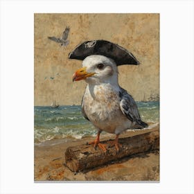 Seagull With Pirate Hat 3 Canvas Print