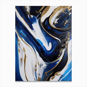 Peace Blue Gold Abstract Psychedelic Fluid Canvas Print