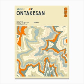 Japan - Mount Ontake - Ontakesan - Contour Map Print Canvas Print