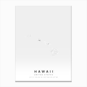 Hawaii United States White Map Canvas Print