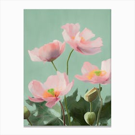 Lotus Flowers Acrylic Painting In Pastel Colours 9 Canvas Print