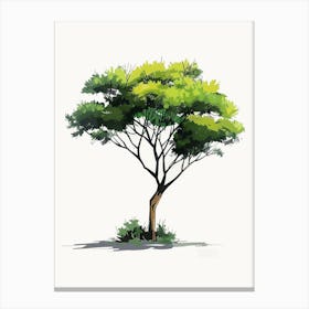 Acacia Tree Pixel Illustration 3 Canvas Print