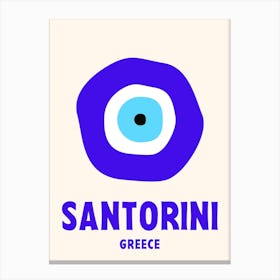 Santorini, Greece, Graphic Style Poster 2 Canvas Print