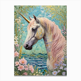 Mosaic Floral Unicorn Canvas Print