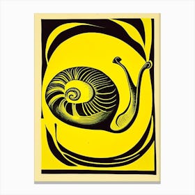 Snail Looking At A Snail 1 Linocut Canvas Print