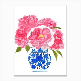 Pink Peonies In A Vase Canvas Print