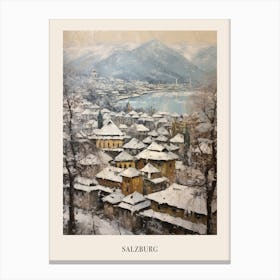 Vintage Winter Painting Poster Salzburg Austria 2 Canvas Print