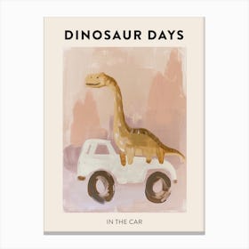 In The Car Dinosaur Poster Canvas Print