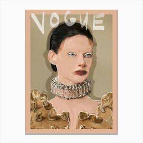 EN VOGUE - Fashion Illustration Magazine Cover Schiaparelli Model in Neutral Sage and Tan by "Colt x Wilde"   Canvas Print