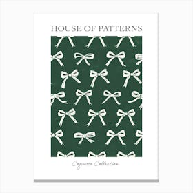 Green And White Bows 4 Pattern Poster Canvas Print