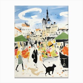 The Food Market In Cambridge 1 Illustration Canvas Print