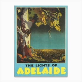 Lights Of Adelaide Australia Vintage Travel Poster Canvas Print