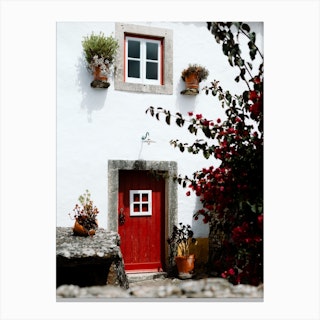 The Tiny Red Door In A Village In Portgual Travel Canvas Print