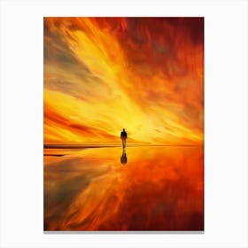 Sunset With A Man Canvas Print