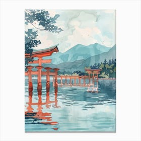 Miyajima Japan 4 Retro Illustration Canvas Print