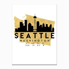 Seattle Washington Silhouette City Skyline Map Canvas Print