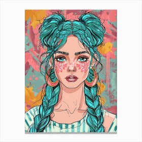 Girl With Blue Hair 18 Canvas Print