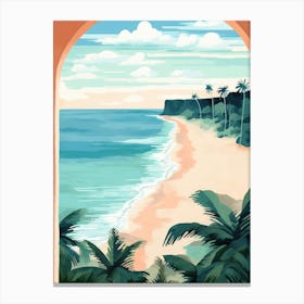 Beach Scene With Palm Trees. Vintage Travel Canvas Print