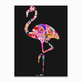 Graffiti Flamingo Black 1 Canvas Print