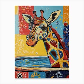 Giraffe In The Bath Warm Tones 4 Canvas Print