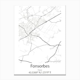 Fonsorbes,France Minimalist Map Canvas Print