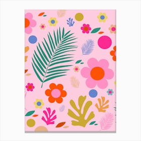 Flowers And Leaves | 02 – Pink Floral Canvas Print