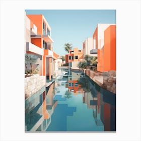 Abstract Illustration Of South Padre Island Texas Orange Hues 3 Canvas Print