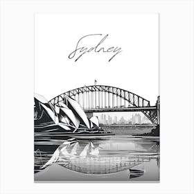 Sydney Opera House, Black And White Skyline Canvas Print